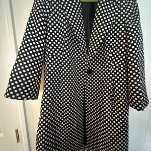 Kasper Chic Black and White Polka Dot Coat
